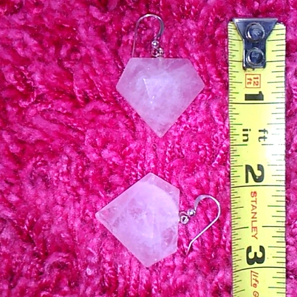 SOLD ♥️ Genuine Rose Quartz Prism Earrings - Picture 4 of 7